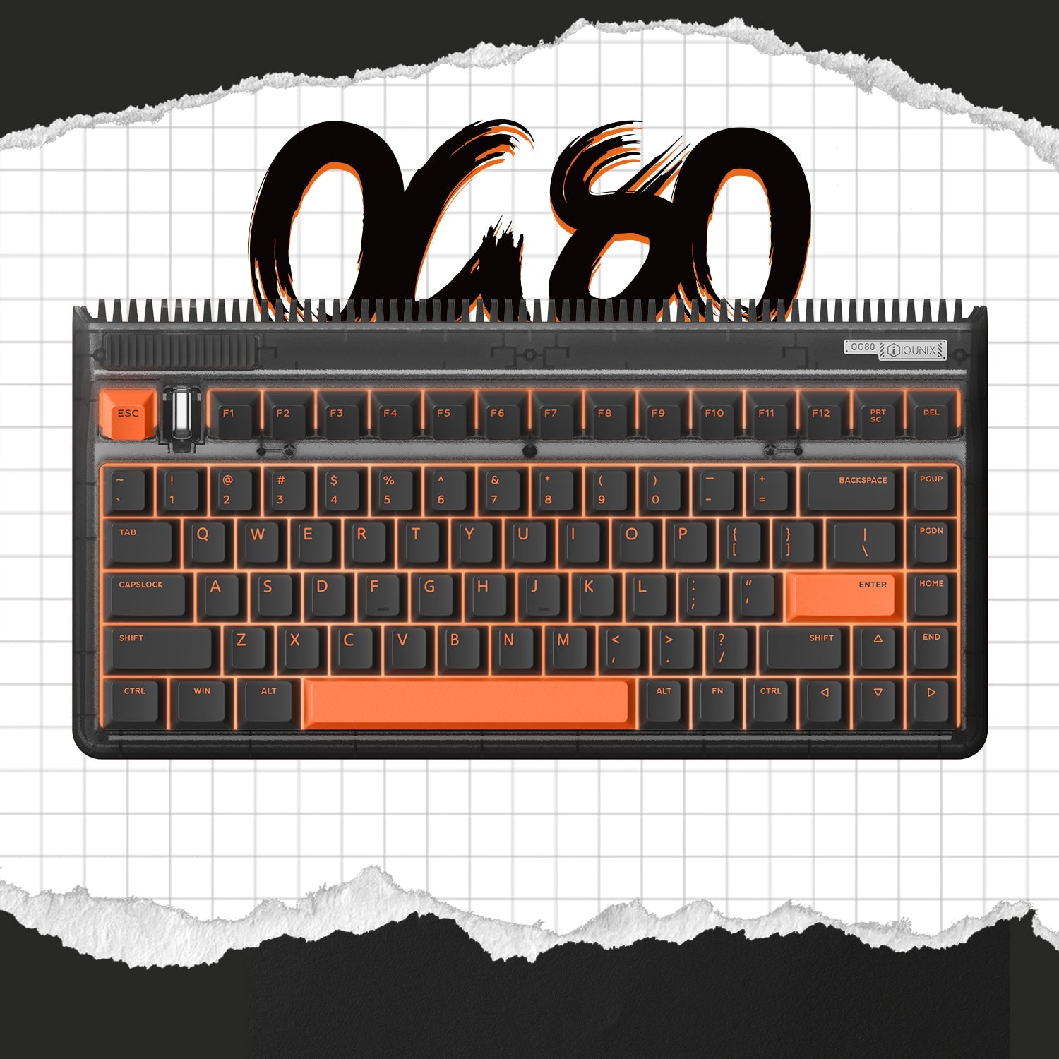 IQUNIX OG80 Black Tangerine Hot Swappable Wireless Mechanical Keyboard